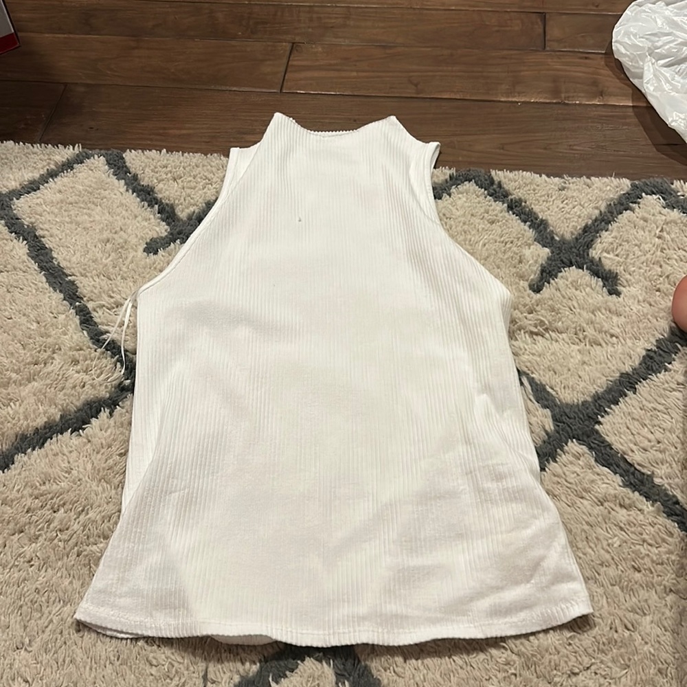 Ribbed mock neck tank